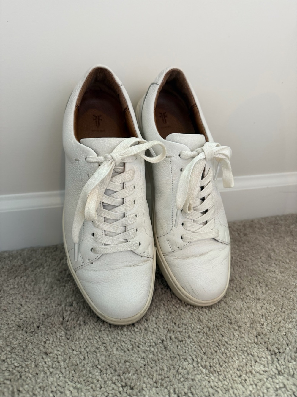 Frye Ivy Low Lace White Leather Sneakers Women’s Size 8